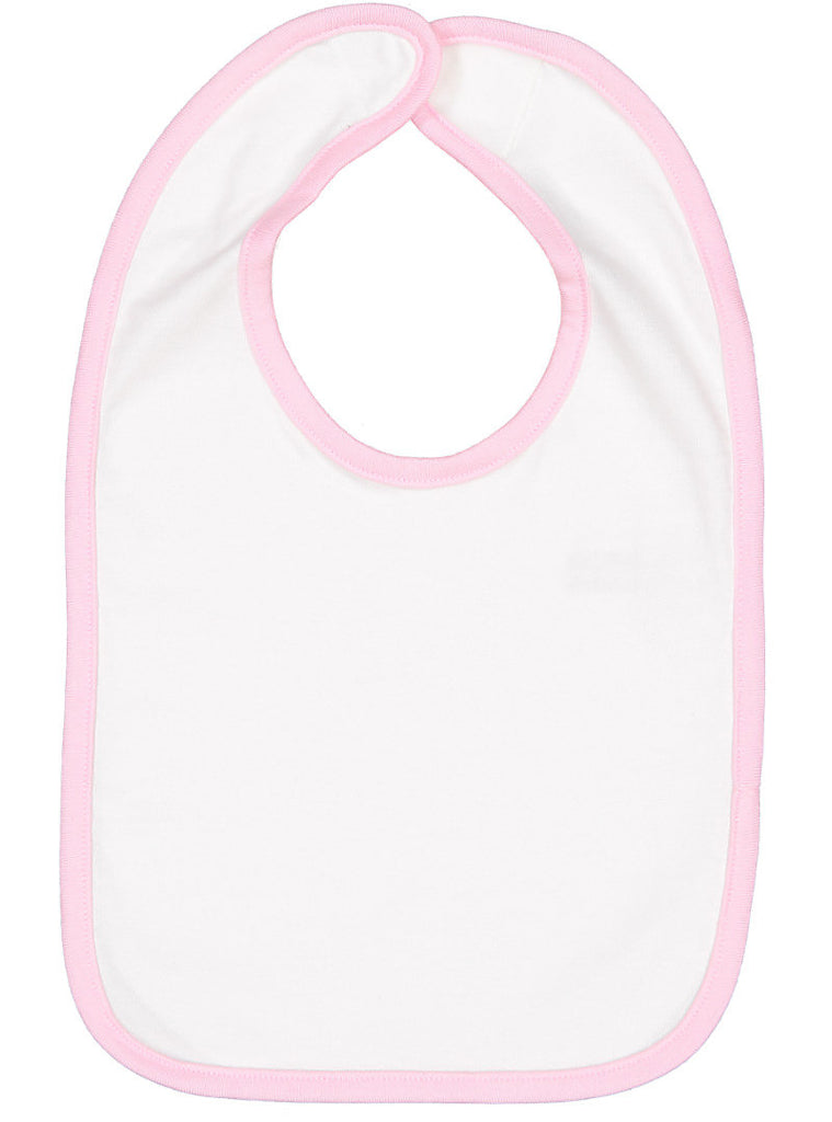 White Color Baby Bib with Pink Contrast Trim, 100% Cotton Premium Jers ...