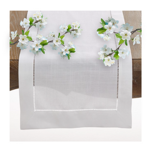 White Linen Hemstitched Table Runners, Various Sizes