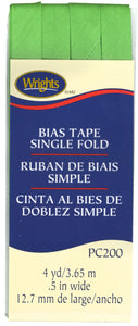 Single Fold Bias Tape,  (4 yd  x  0.5 in wide), Various Colors  by WRIGHTS