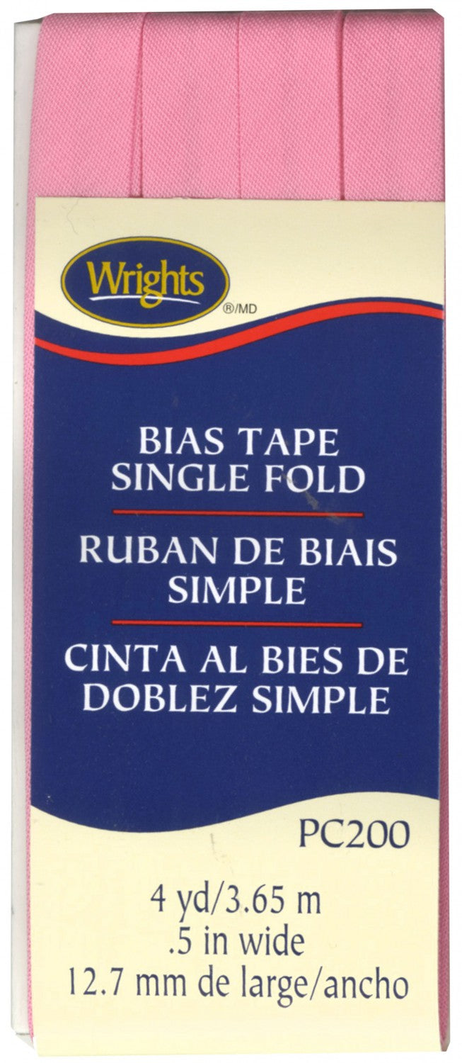 Single Fold Bias Tape,  (4 yd  x  0.5 in wide), Various Colors  by WRIGHTS