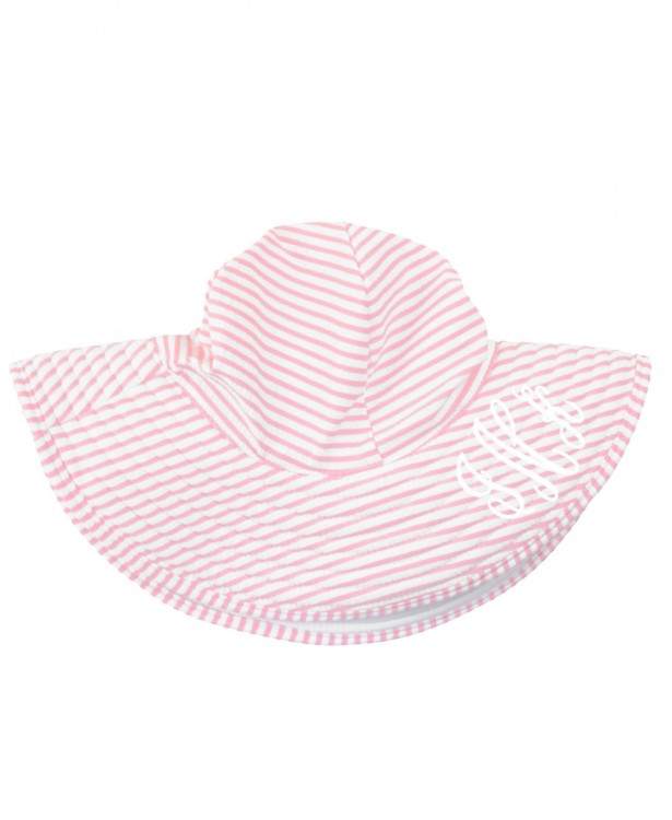 Baby Seersucker Swim Pink Hat, (Ages: 0-12M) by Ruffle Butts®