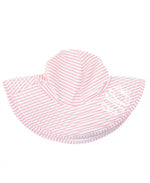 Load image into Gallery viewer, Baby Seersucker Swim Pink Hat, (Ages: 0-12M) by Ruffle Butts®
