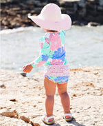Load image into Gallery viewer, Baby Seersucker Swim Pink Hat, (Ages: 0-12M) by Ruffle Butts®
