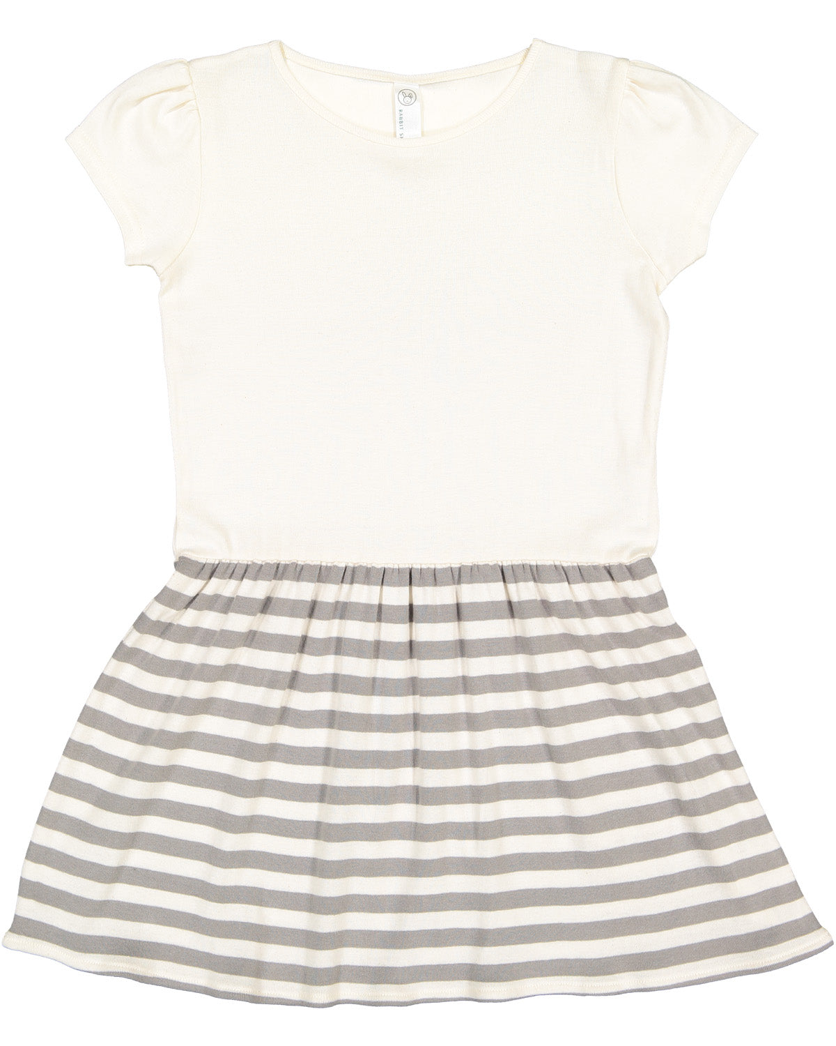 Baby Cotton Rib Dress, (Size: 24M), Natural with Titanium Stripes