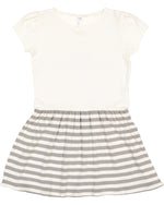 Load image into Gallery viewer, Baby Cotton Rib Dress, (Size: 24M), Natural with Titanium Stripes
