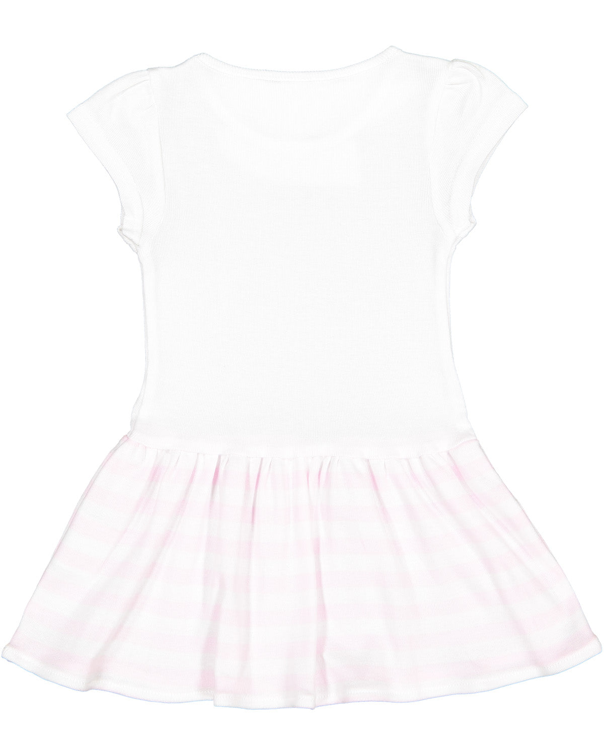 Baby Cotton Rib Dress, (Sizes: 6M - 24M), White with Light Pink Stripes